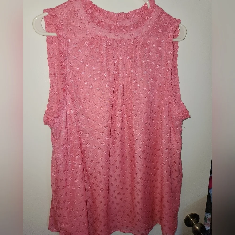 Torrid Pink Hearts Layered Sleeveless Blouse